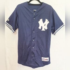 New York Yankees Jason Giambi (25) Blue Stitched Button-down Majestic Jersey - M